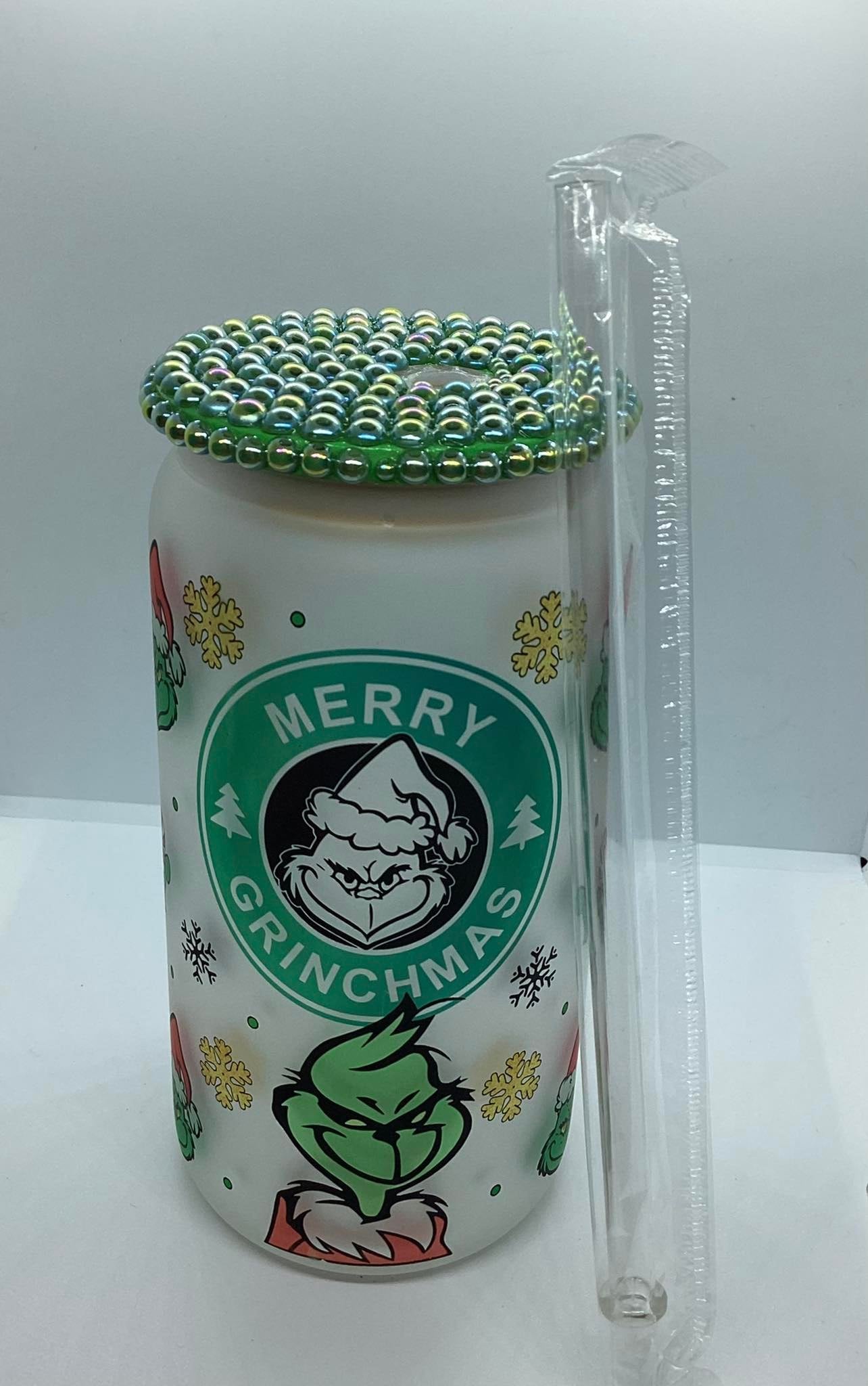 Merry Grinch-Mas 16 oz Frosted Glass Cup