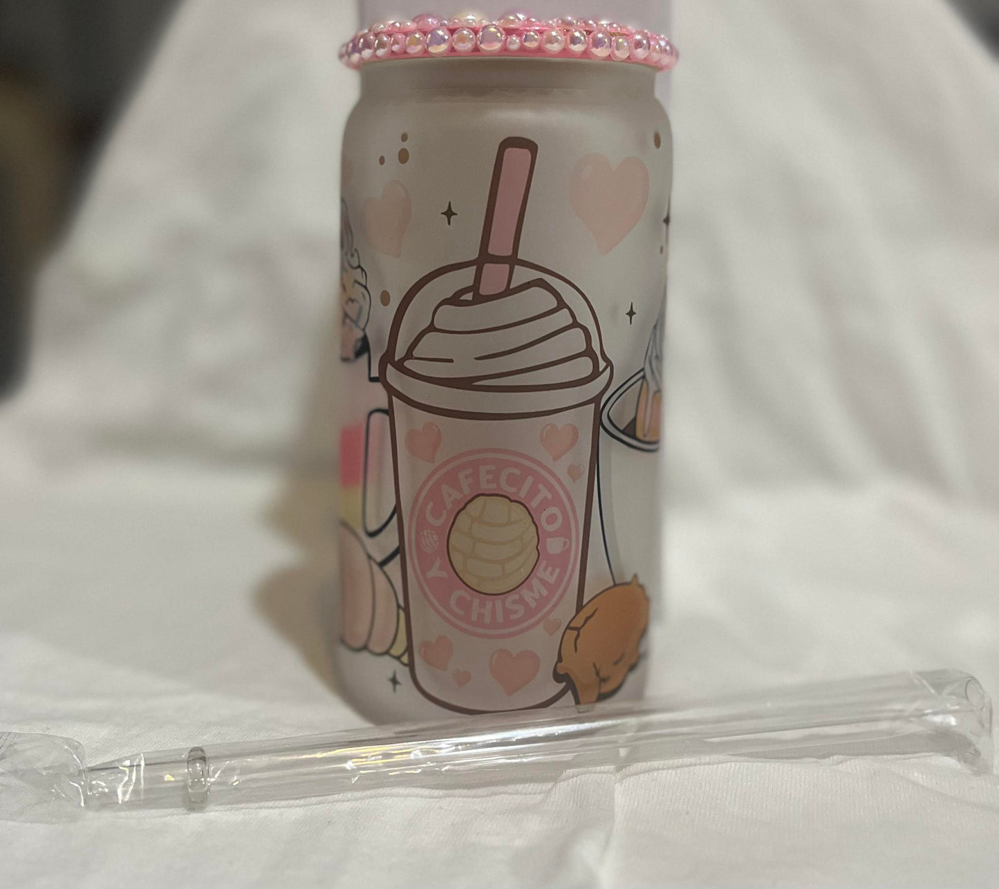 Cafecito Y Chisme Frosted Glass Cup