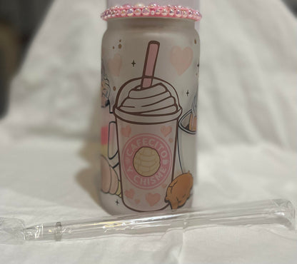 Cafecito Y Chisme Frosted Glass Cup