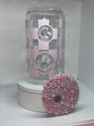 Pink Checkered Smiley Faces Glass Cup